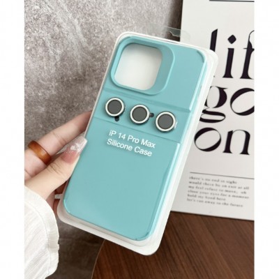 Husa protectie pentru Apple iPhone 14 Liquid Silicone Flippy, protectie camera, design modern, rezistenta la impact, baby blue