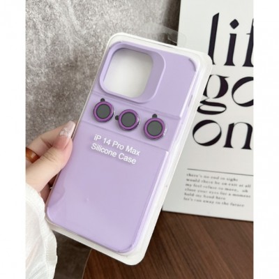 Husa protectie pentru Apple iPhone 14 Liquid Silicone Flippy, protectie camera, design modern, rezistenta la impact, mov