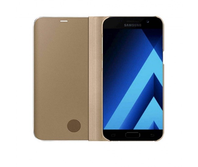 Husa Samsung Galaxy A3 2017 Flip Cover Oglinda Auriu