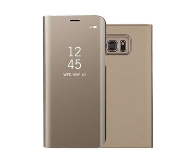 Husa Samsung Galaxy A50, Flip Cover Oglinda, Auriu