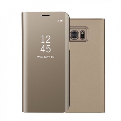 Husa Samsung Galaxy A8 2018 Flip Cover Oglinda Auriu