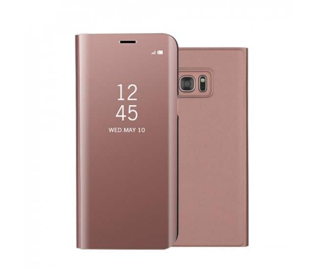 Husa Samsung Galaxy A8 2018 Flip Cover Oglinda Roz