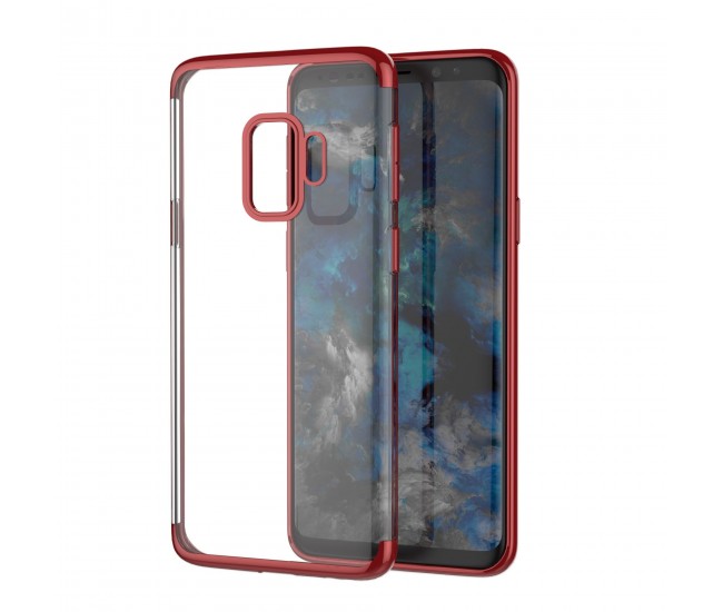 Husa Samsung Galaxy S9 Transparent cu Margini Rosii