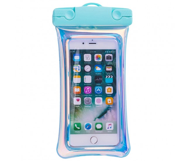 Husa subacvatica Holografica Waterproof Flippy, Snowproof, Universala, Impermeabila, cu Snur, pentru telefon sau documente, Bleu