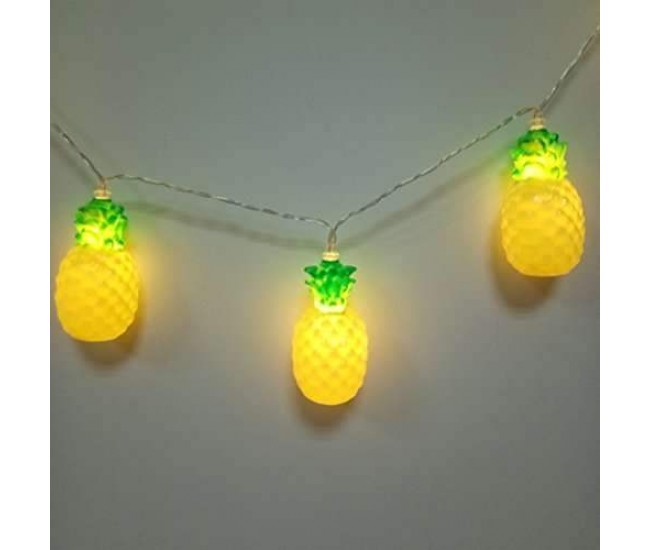 Instalatie de Craciun, Flippy®, Tip Sir cu Baterii, 1.5 m, 10 LED-uri, Model Ananas, Galben