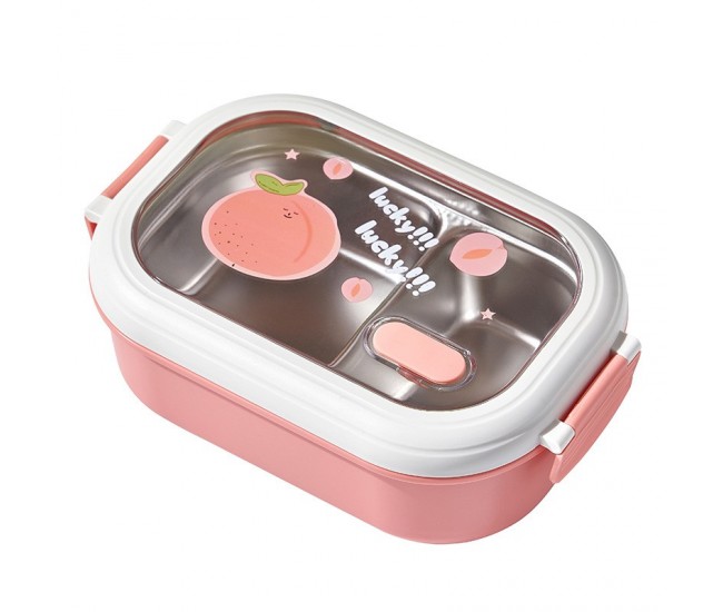 Insulated student lunch box canteen partition stainless steel lunch box lunch box - Specification: Pink