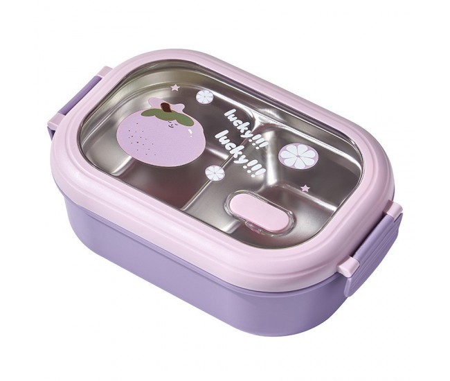 Insulated student lunch box canteen partition stainless steel lunch box lunch box - Specification: purple