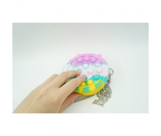 Jucarie antistres din silicon Flippy, Pop it Now and Flip It ,Mini Geanta, Ren, 6 cm, Macarons