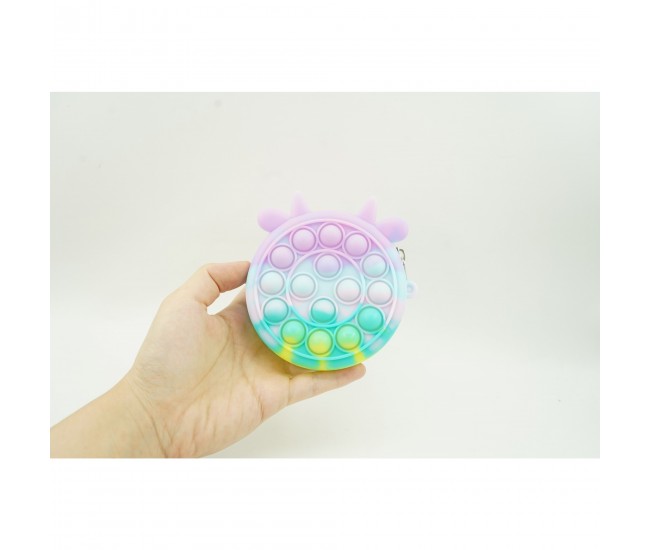 Jucarie antistres din silicon Flippy, Pop it Now and Flip It ,Mini Geanta, Vacuta, 6 cm, Macarons