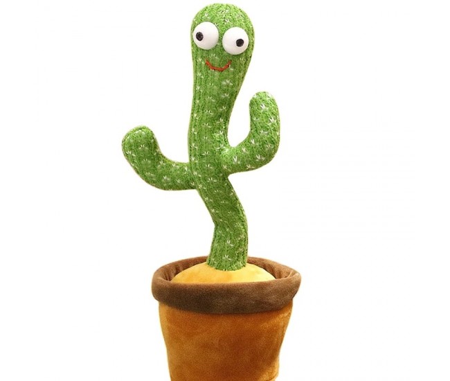 Jucarie Cactus Dansator Flippy, Canta, Danseaza, Imita, Distractiv, Verde, 37cm