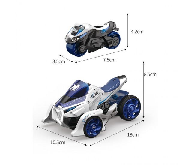 Jucarie pentru copii, masina cu extensie de motocicleta 2 in 1, albastra