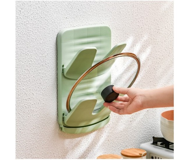 Suport de Perete pentru Capace, Flippy, Design Pliabil, cu Doua Straturi, cu Scurgere, Plastic, 33x28x3 cm, Verde