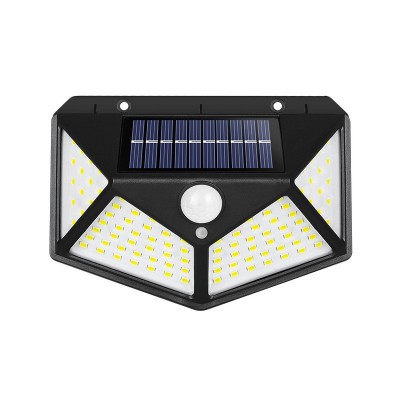 Lampa cu incarcare solara pentru exterior, 100 LED cu distanta de inductie, montaj pe perete, fara cabluri, cu 4 fete, Flippy