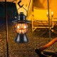 Lampă de camping retro portabilă, Felinar Vintage LED ABS, Acumulator inclus 1200 mAh, reincarcabila, 20 cm inaltime, 3 moduri de iluminare, intensitate reglabila,Lampa portabila pentru cort în aer liber, Negru