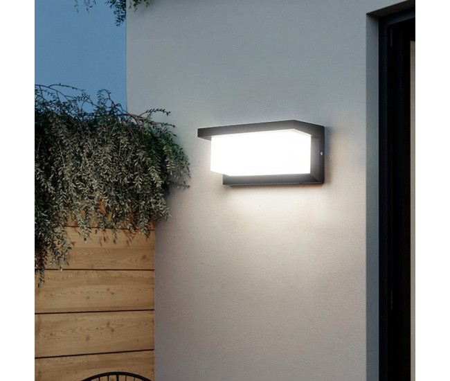 Aplica Solara De Exterior LED Flippy,  13.5 cm x 8 cm, 150 Lumeni 60 LED 18W,  IP65, 3 trepte de lumina, Senzor de Lumina, FORMA ARC, Alb Rece