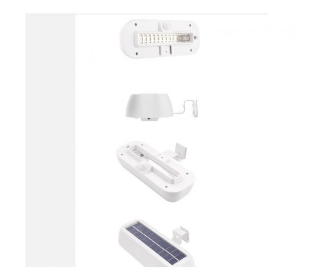 Lampa solara LED dreptunghiulara pentru perete Flippy, 18 x 7 cm, senzor miscare, 6V, ABS, 2200mAh, rezistent la apa, culoare lumina alb rece, alb