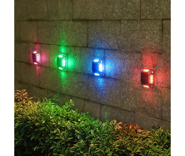 Lampa solara LED pentru gradina Flippy, 8 LED-uri, prindere de perete sau impamantare, IP65, forma patrat, material ABS si Policarbonat, 9 x 9 cm, baterie 1.2V, 600 mah, multicolor