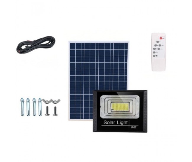 Lampă solară stradală, Flippy, 100 LED, 30 W, cu panou solar, brat de montare inclus