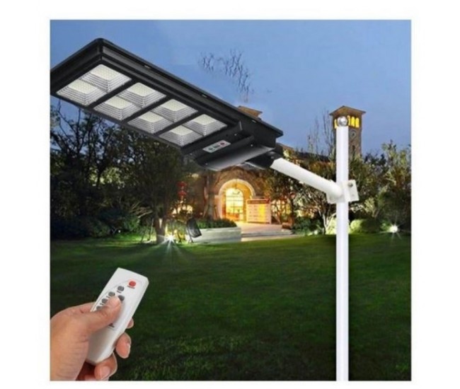 Lampa solara stradala Flippy, cu telecomanda, senzor de miscare si lumina, suport prindere, 225 LED-uri, IP65, ABS, 15AH, 300W, temperatura culoare 6500K, 69.5x24.3x6.8 cm, autonomie 10-12 ore, negru