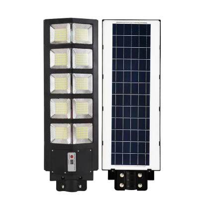 Lampa solara stradala Flippy, cu telecomanda, senzor de miscare si lumina, suport prindere, 225 LED-uri, IP65, ABS, 15AH, 300W, temperatura culoare 6500K, 69.5x24.3x6.8 cm, autonomie 10-12 ore, negru