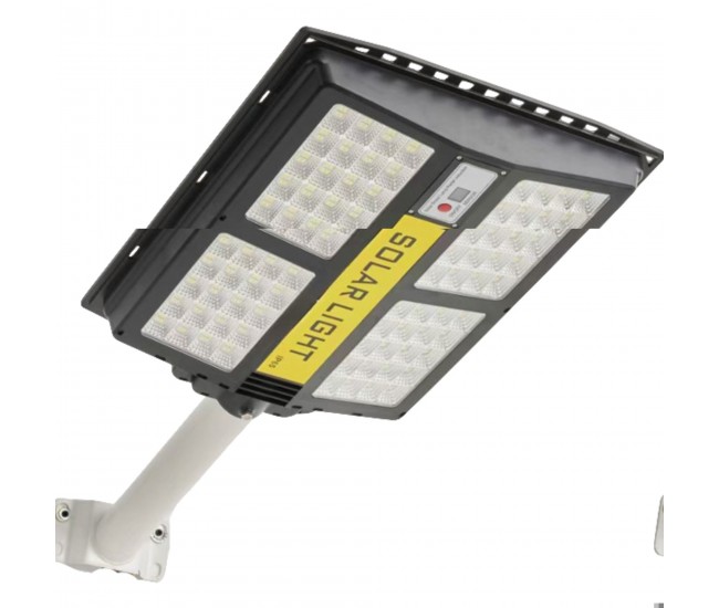 Lampa solara stradala Flippy, cu telecomanda, senzor de miscare si lumina, suport prindere, 280 LED-uri, IP65, ABS, 12AH, 500W, temperatura culoare 6500K, 44.5x37.7x6.6 cm, autonomie 10-12 ore, negru