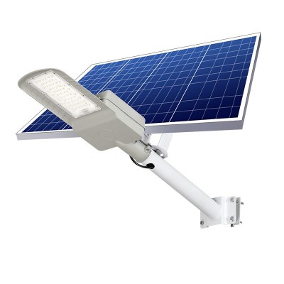 Lampa solara pentru strada sau gradina Flippy, IP65, senzor de lumina, 100 LED-uri SMD, 3150 lm, 500W autonomie 12-16 ore, telecomanda, montare prin fixare, pentru strada sau gradina, finisaj mat, material ABS, 51.5 x 21 x 7.5, lumina alb rece, gri