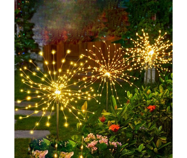 Lampa solara sub forma de artificii, 90 LED-uri, alb cald, Flippy