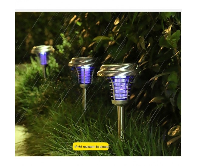 Lampa solara tip torta Flippy, anti-insecte, tantari, UV, LED, 1.2V, IP65, 1 LED, material ABS, 48 x 14 cm, gri