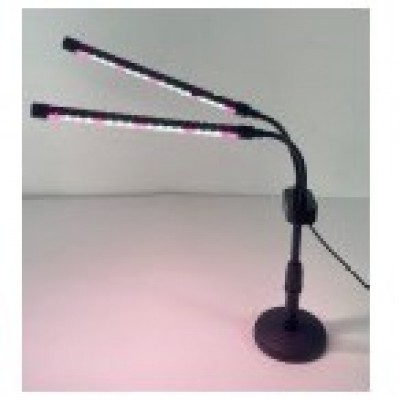 Lampa UV pentru crestere plante Flippy, conectare la retea, 10W, 2 capete, lumina alb/mov, 36 LED-uri, ajustabila pana la 60 cm