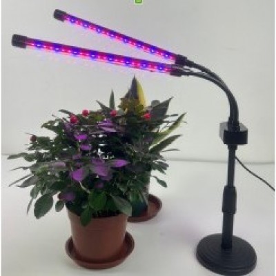 Lampa UV pentru crestere plante Flippy, cu  USB, 5W, 2 capete, lumina mov, 48 LED-uri, 9 nivele, timer, ajustabila pana la 65 cm