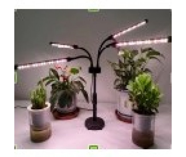 Lampa UV pentru cresterea plantelor Flippy, 4 capete, extensibila, ajustabila pana la 66.5 cm, 20W, conectare la retea, 72 LED-uri, lumina mov