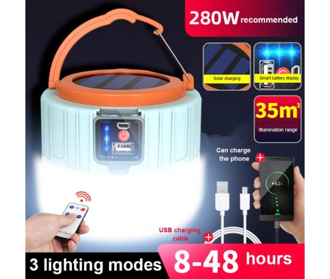 LED charging lamp emergency lighting household mobile super bright bulb - 508 white (2 batteries + remote control)