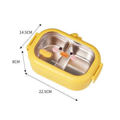 Little yellow duck stainless steel insulated lunch box student portable lunch box - Specifications: Mai Meng duck