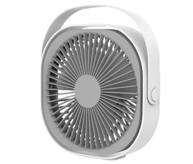 Mini ventilator pentru birou cu usb, Flippy, rotire 360 grade, 3 viteze, 1500 mA, 13.5 x 12,8, Alb