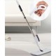 Mop plat, Flippy, cu pulverizator, pentru uz casnic, plastic, rezerva de mop din microfibra, 125x40 cm, Alb/Mov