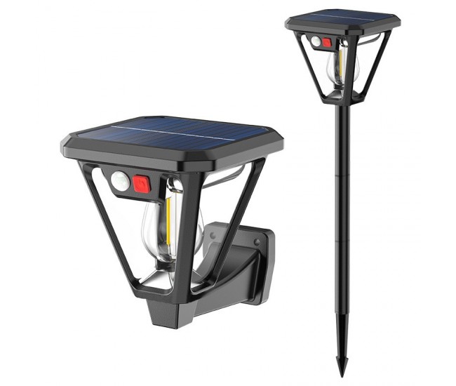 Lampa Solara LED, Flippy, Decorativa sub forma de Felinar, pentru Exterior, Stradala, de Gradina, Negru