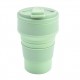 Pahar pliabil din silicon Flippy, pentru calatorii, camping, 350 ml,  8.2x6.3x9.1 cm, verde