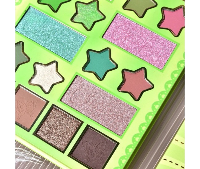 Paleta de Machiaj, KEVIN&COCO, 20 Culori Green Girl, Fard de Pleoape si Blush, Verde