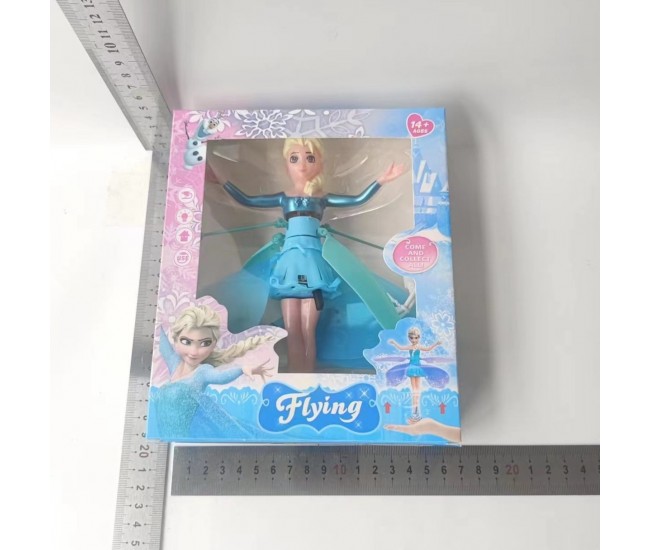 Papusa Frozen Zana Zburatoare, Flippy, Jucarie cu Senzor pentru Coordonarea Miscarilor, Incarcare USB, cu Lumini, 19x6.5 cm, Albastra