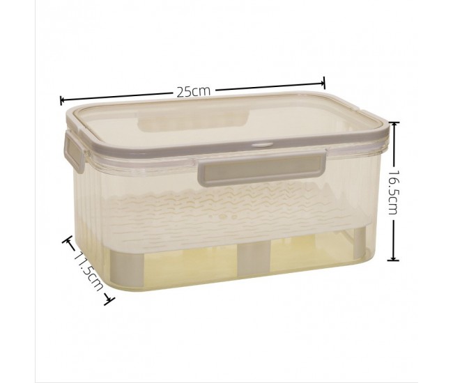 Cutie de Depozitare Portabila, Flippy, cu Zona pentru Gheata, Mentine Rece, Caserola Pranz, 25x16.5x11.5 cm, Gri-Transparent