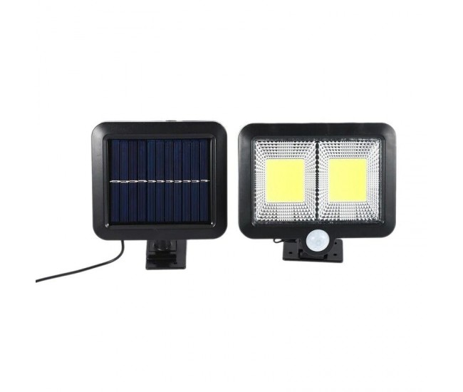 Lampa solara Flippy cu senzor de miscare, 108 COB LED, 2 grile, 2400lm, ip65, negru