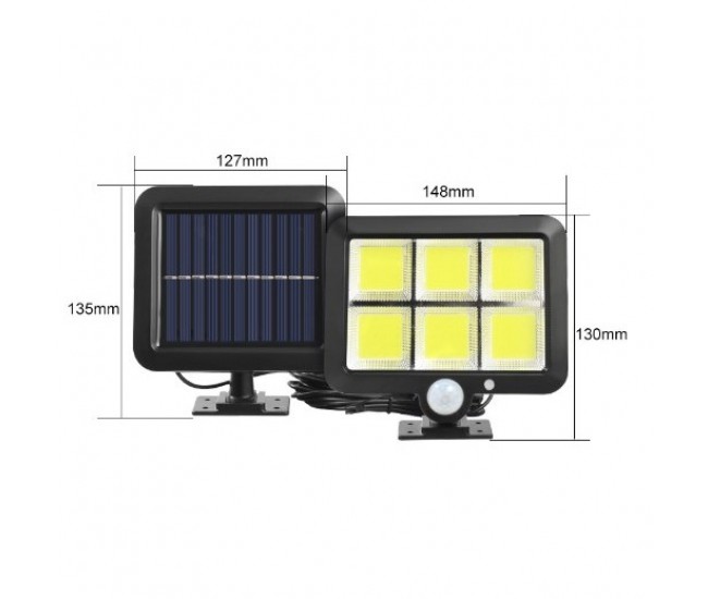 Proiector tip aplica cu incarcare solara, 6 grile, senzor lumina si miscare