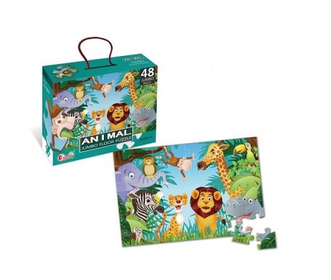 Puzzle pentru copii, jungla cu animale, 48 de piese