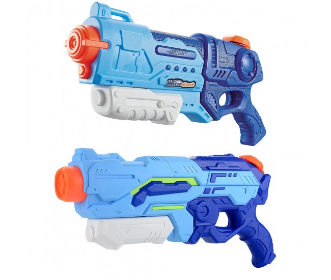 Set 2x Pistol cu Apa pentru Copii, Rezervor, Pentru Piscina/Plaja, Flippy, 6ani+, Albastru, 1200 ML + 900 ML