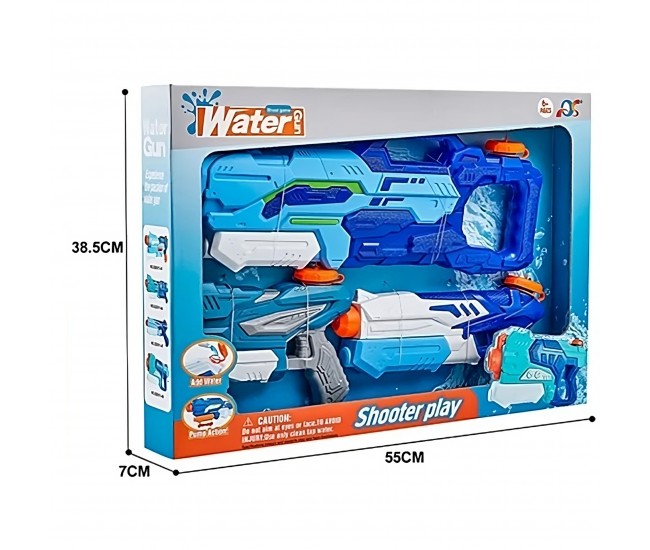 Set 3x Pistol cu Apa pentru Copii, Flippy, 6ani+, Albastru, 1x 1000 ML +  2x 300 ML