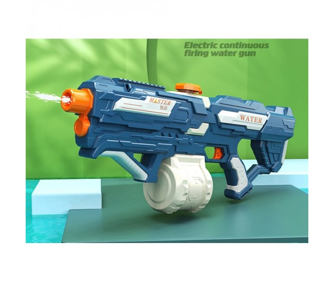 Pistol cu Apa pentru Copii, Rezervor 600ml, Flippy, 14ani+, cu baterie 1500mAh, Electric Burst, Albastru/Alb, 1000ML