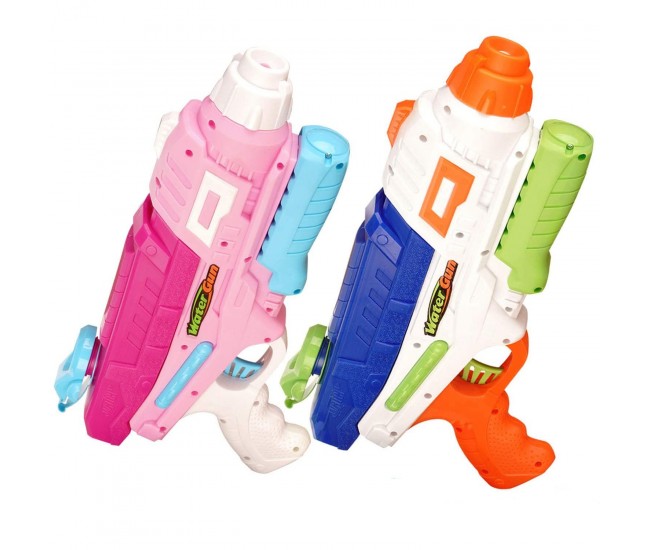 Set 2x Pistol cu Apa pentru Copii, Rezervor, Pentru Piscina/Plaja, Flippy, 6ani+, Roz + Albastru, 600 ML