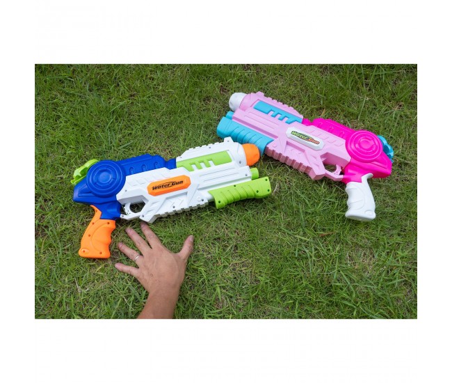 Set 2x Pistol cu Apa pentru Copii, Rezervor, Pentru Piscina/Plaja, Flippy, 6ani+, Roz + Albastru, 1000 ML