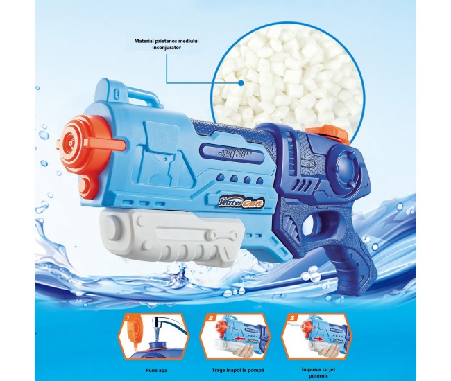 Pistol cu Apa pentru Copii, Rezervor, Pentru Piscina/Plaja, Flippy, 6ani+,  Albastru, 990ML