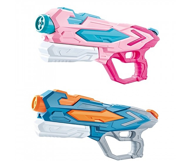 Set 2x Pistol cu Apa pentru Copii, Rezervor, Pentru Piscina/Plaja, Flippy, 6ani+, Roz + Albastru, 4 duze, 900 ML